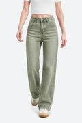 Mars Power Afterlight Wide Straight Leg Jeans - Green