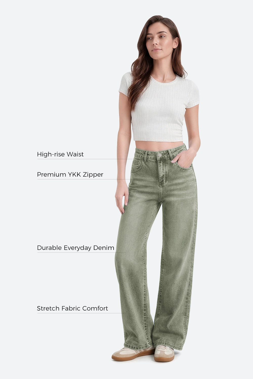 Mars Power Afterlight Wide Straight Leg Jeans - Green