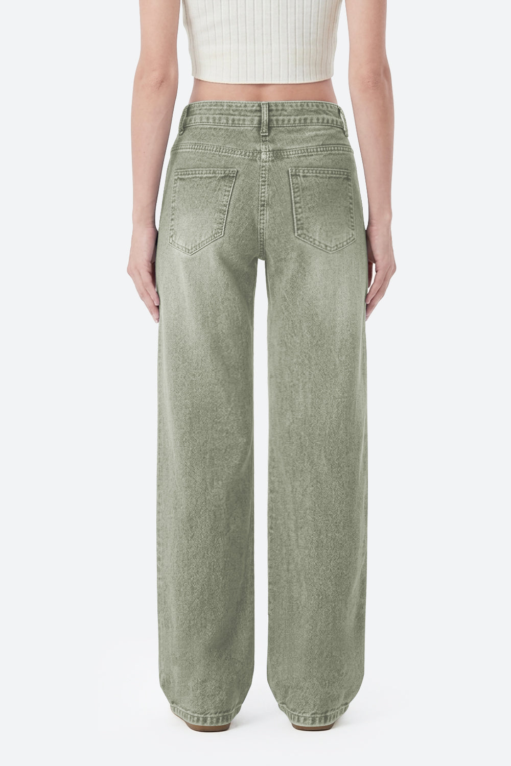 Mars Power Afterlight Wide Straight Leg Jeans - Green