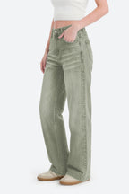 Mars Power Afterlight Wide Straight Leg Jeans - Green