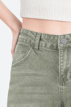 Mars Power Afterlight Wide Straight Leg Jeans - Green