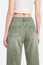 Mars Power Afterlight Wide Straight Leg Jeans - Green