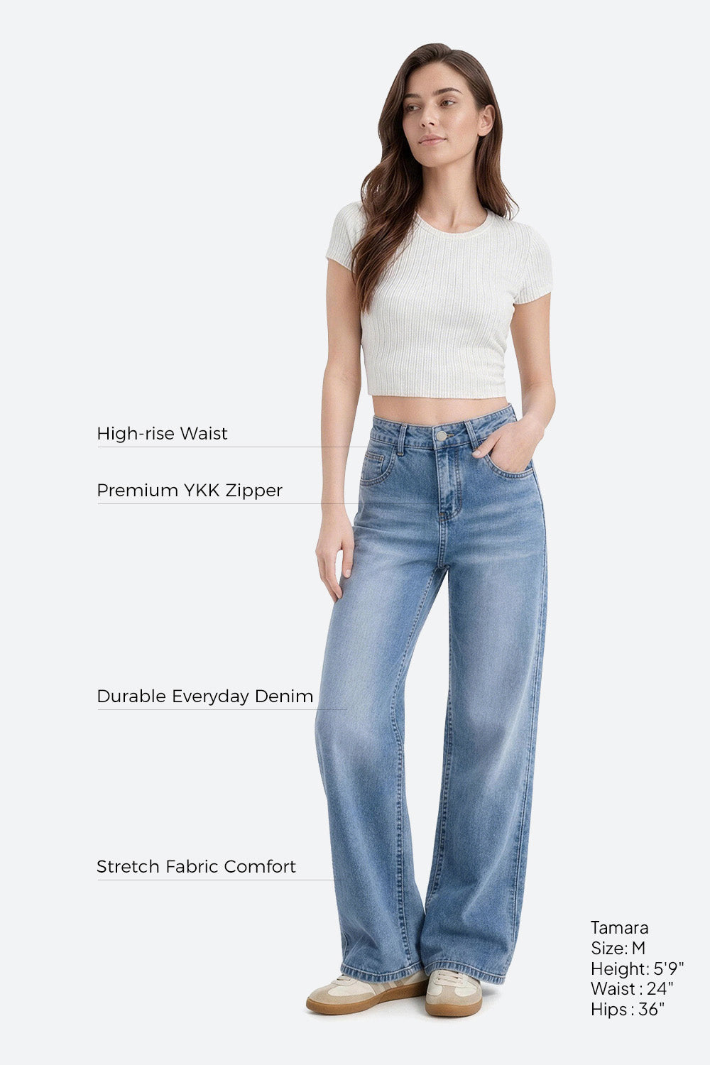 Mars Power Afterlight Wide Straight Leg Jeans - Light Blue