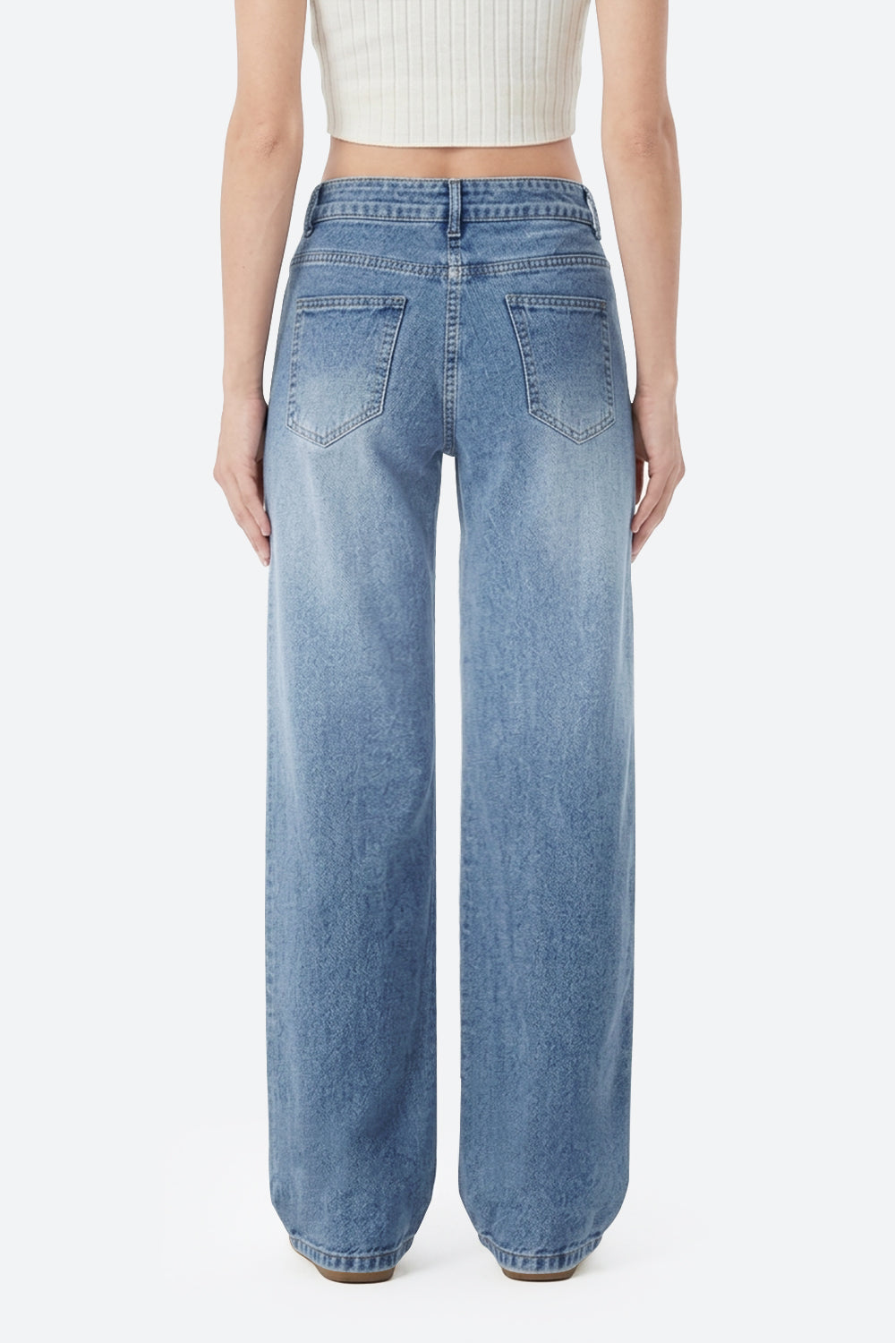 Mars Power Afterlight Wide Straight Leg Jeans - Light Blue