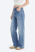 Mars Power Afterlight Wide Straight Leg Jeans - Light Blue