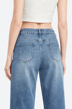 Mars Power Afterlight Wide Straight Leg Jeans - Light Blue