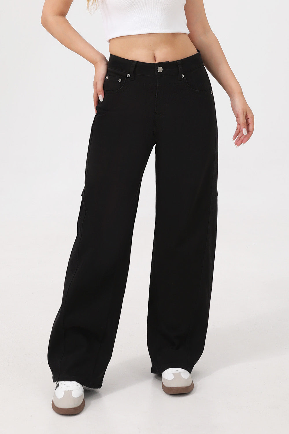 Mars Power Arc Curved barrel jeans for women in denim