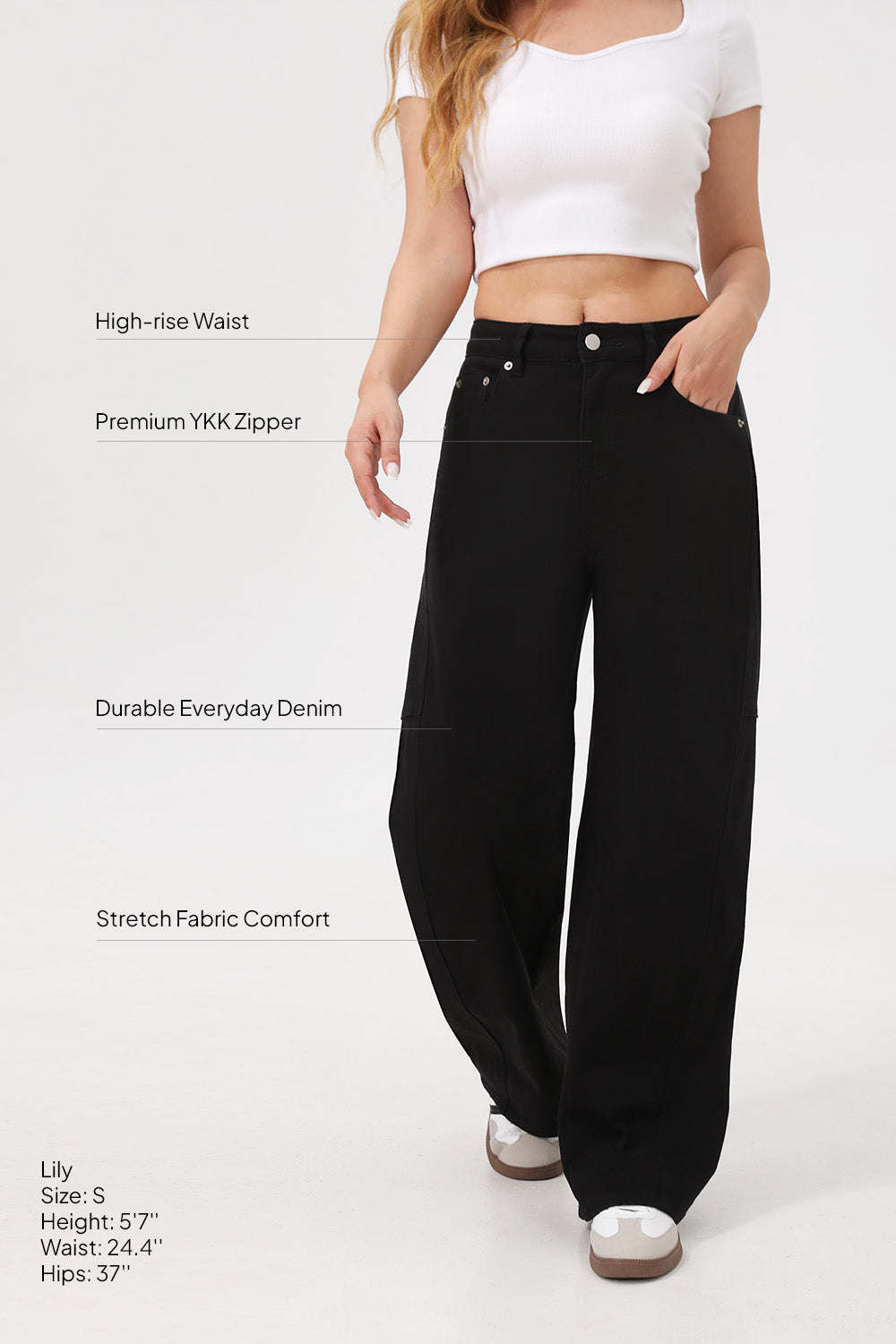 Mars Power Arc Curved barrel jeans for women in denim