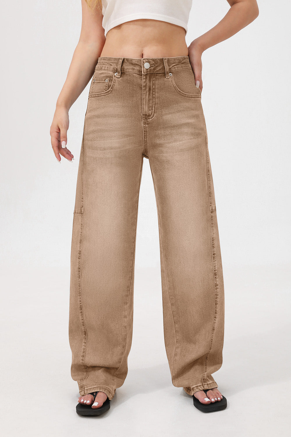 Mars Power Arc Curved barrel jeans for women in denim