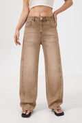 Mars Power Arc Curved barrel jeans for women in denim