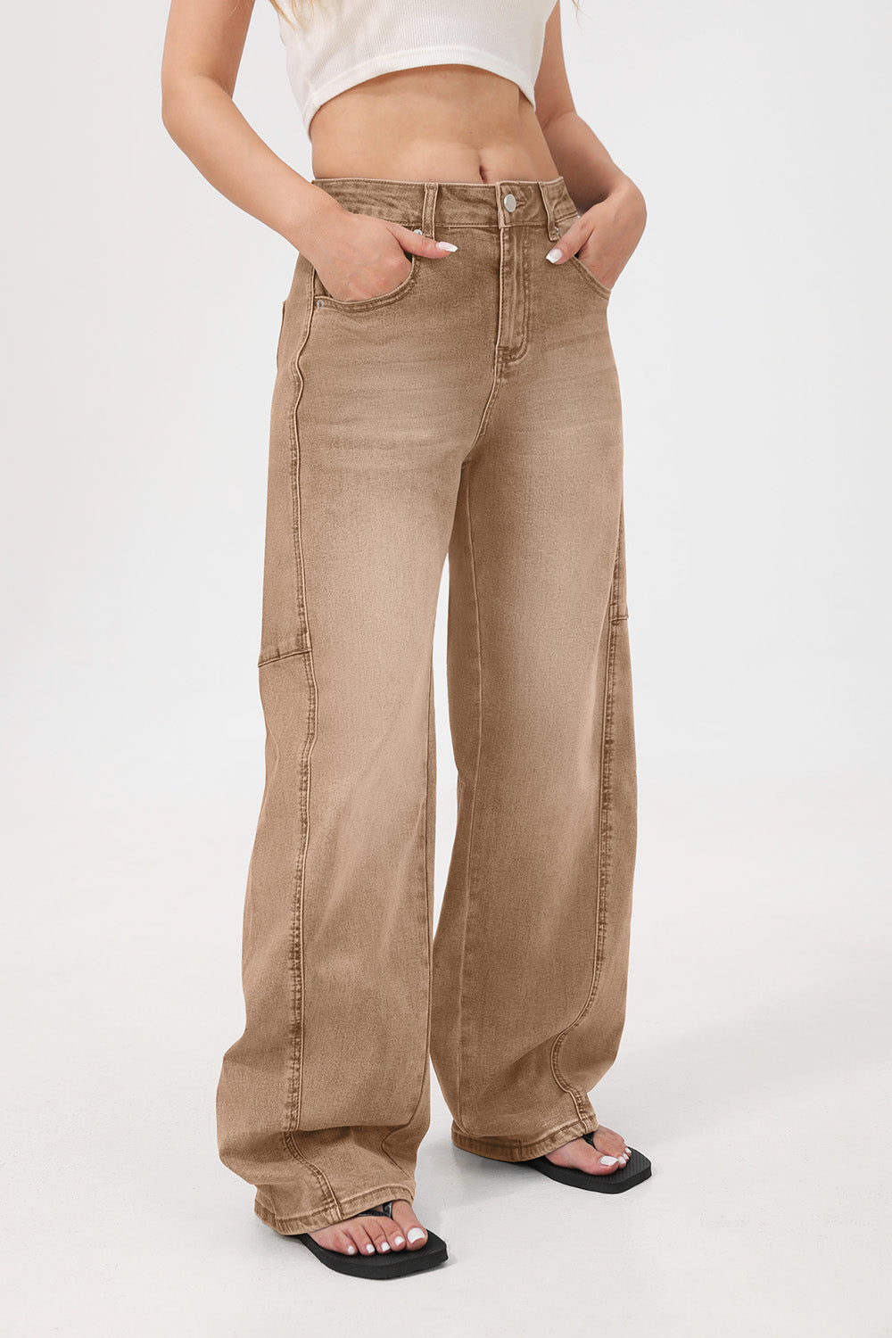 Mars Power Arc Curved barrel jeans for women in denim