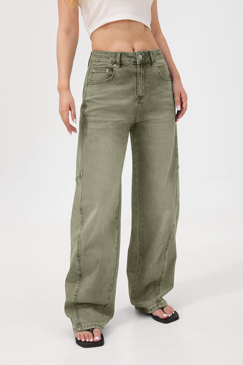 Mars Power Arc Curved barrel jeans for women in denim