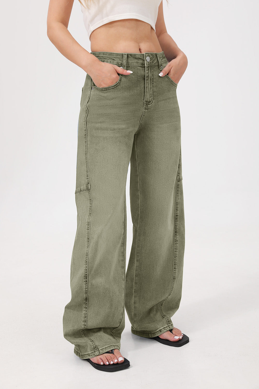Mars Power Arc Curved barrel jeans for women in denim