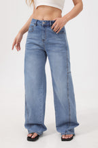 Mars Power Arc Curved barrel jeans for women in denim