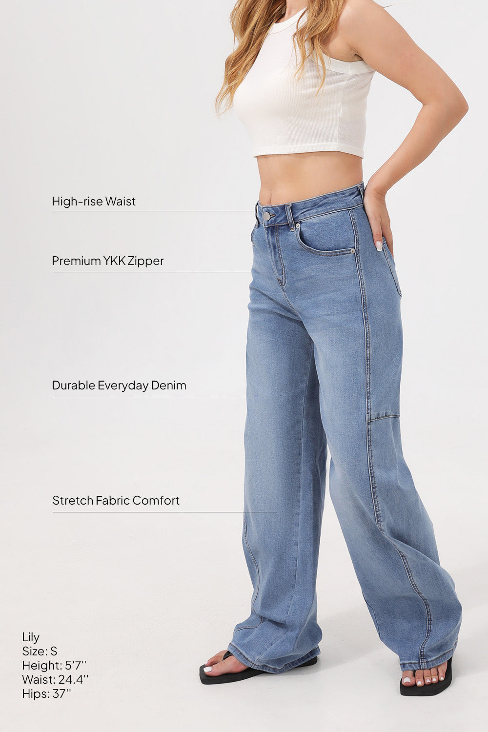 Mars Power Arc Curved barrel jeans for women in denim