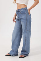 Mars Power Arc Curved barrel jeans for women in denim