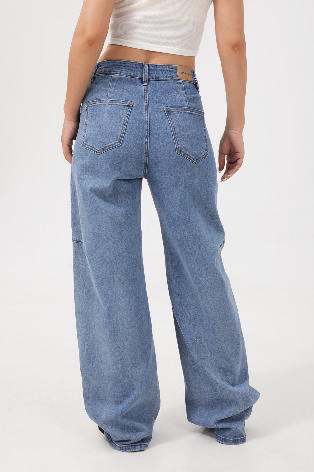 Mars Power Arc Curved barrel jeans for women in denim