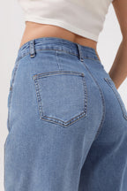 Mars Power Arc Curved barrel jeans for women in denim