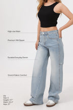 Mars Power Arc Curved barrel jeans for women in denim