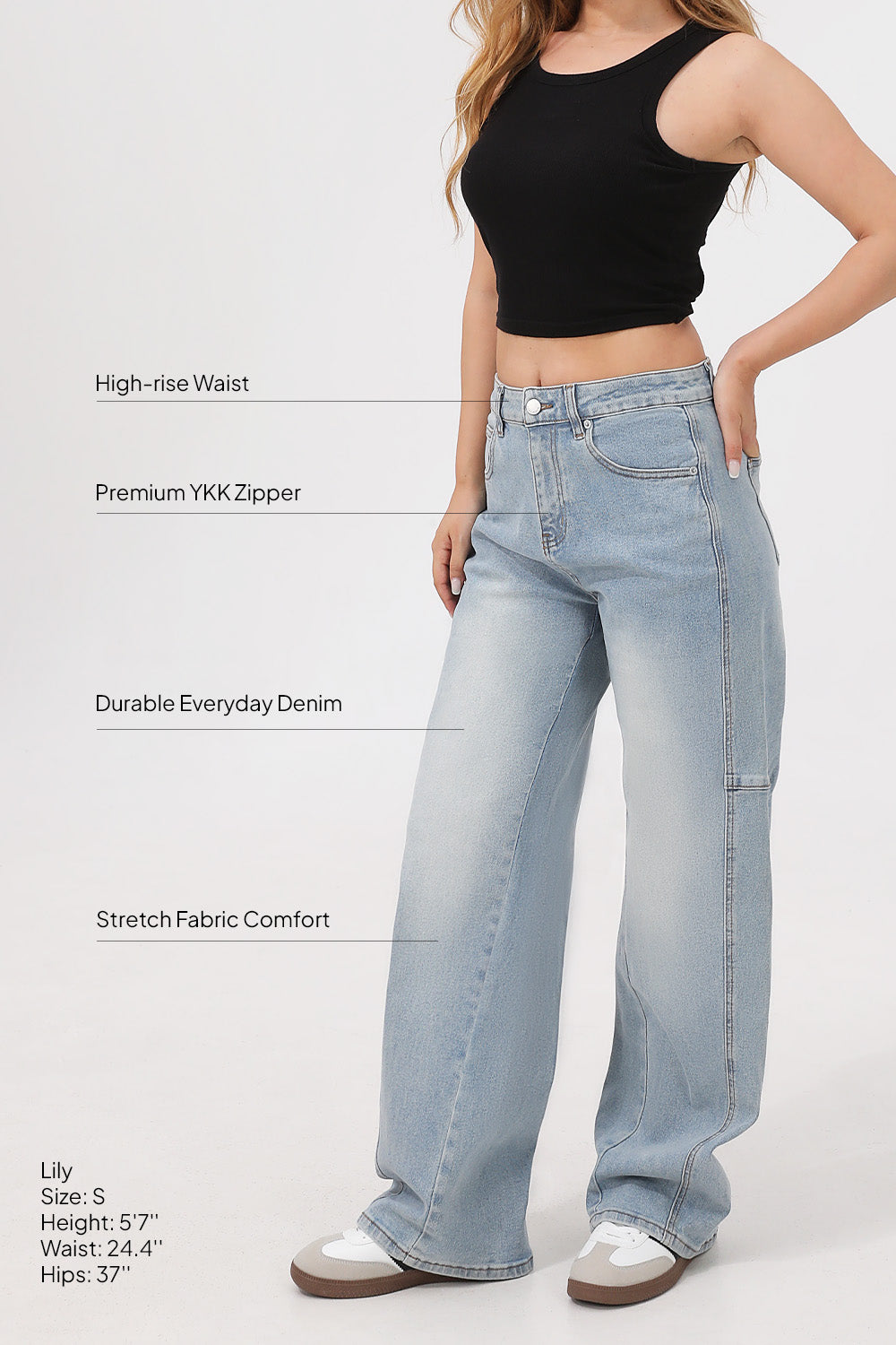 Mars Power Arc Curved barrel jeans for women in denim