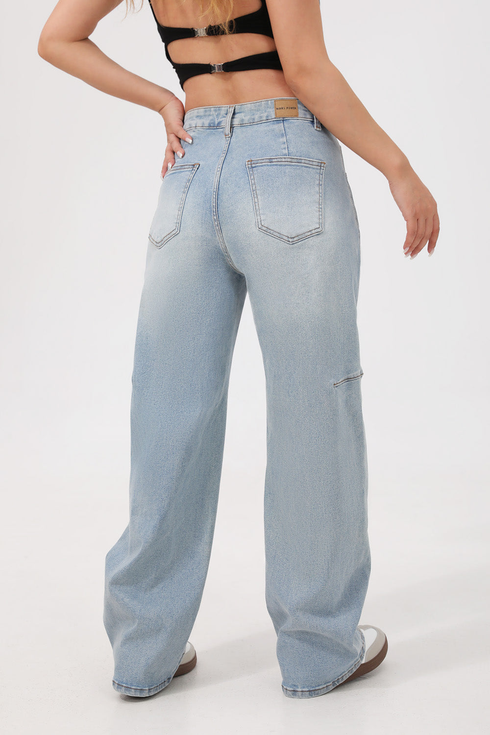 Mars Power Arc Curved barrel jeans for women in denim