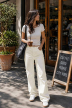 Mars Power Drift baggy wide leg jeans in beige relaxed fit denim
