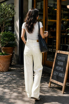 Mars Power Drift baggy wide leg jeans in beige relaxed fit denim