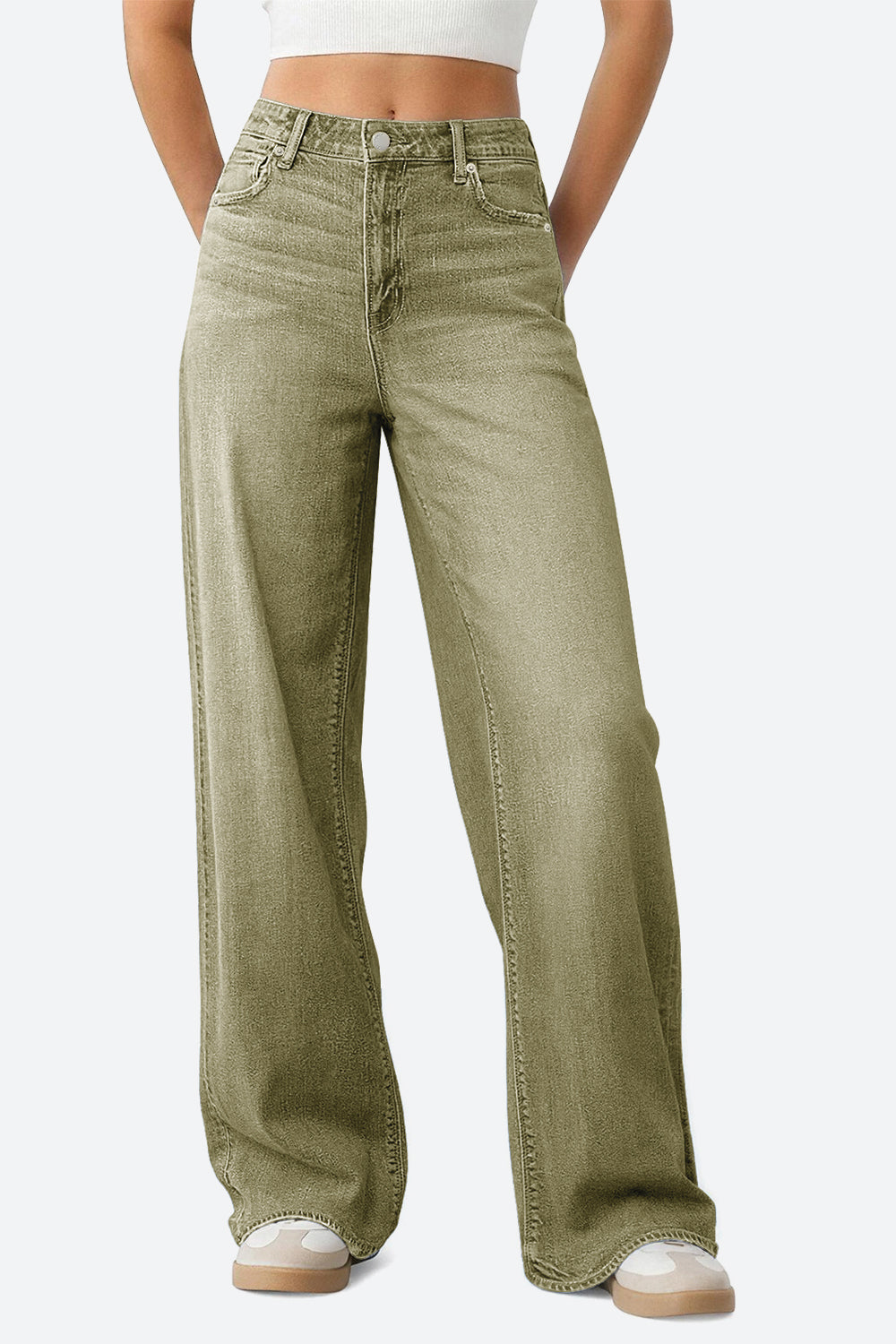 Mars Power Drift baggy wide leg jeans in green relaxed fit denim