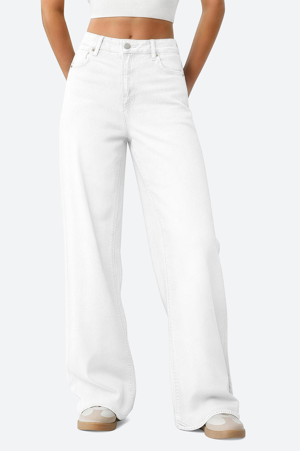 Mars Power Drift baggy wide leg jeans in white relaxed fit denim