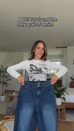 High-Waisted Stretch Wide-Leg Straight Jeans - Light Blue